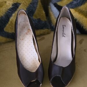 Bonnibel Chocolate Peep Toe Heels
